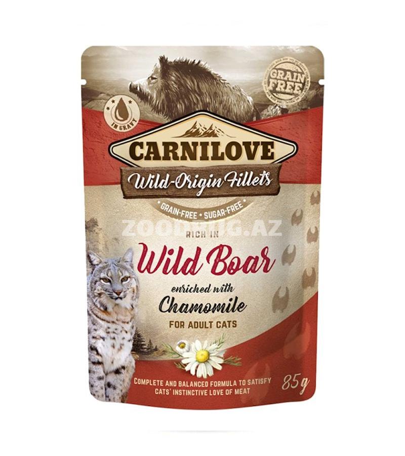 Carnilove Fillets vəhşi qaban əti və çobanyastığı ilə pişiklər üçün yaş yem, 85 q