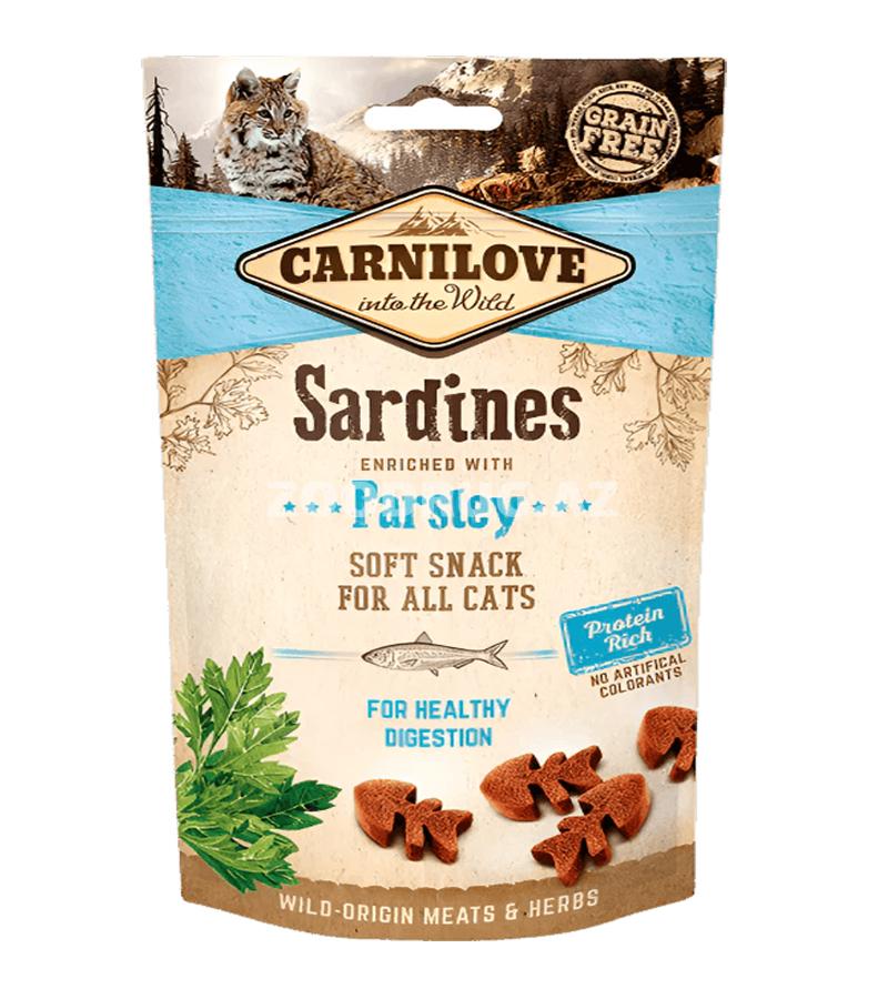 Лакомство Carnilove Cat Soft Snack Беззерновое полувлажное лакомство с сардиной и петрушкой для взрослых кошек 50 гр.