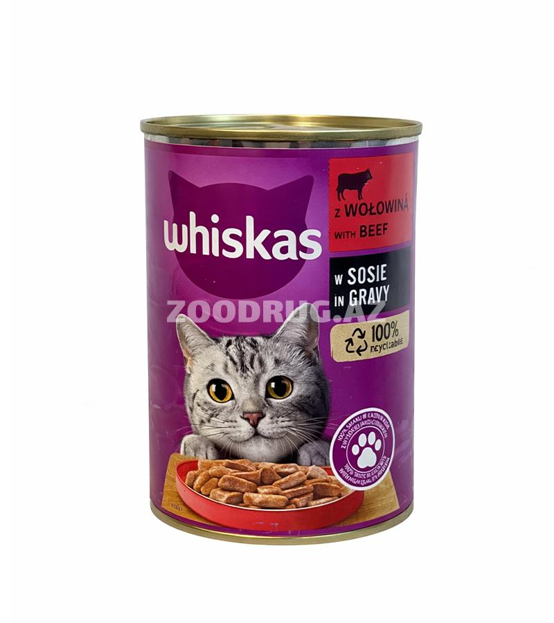 Влажный корм Whiskas #0902 для кошек со вкусом говядины в соусе 400г.