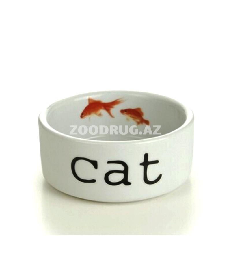 Trixie Keramik Napf pişik qabı Rəng:Ağ,balıq təsvirli Həcm:200ml #651460