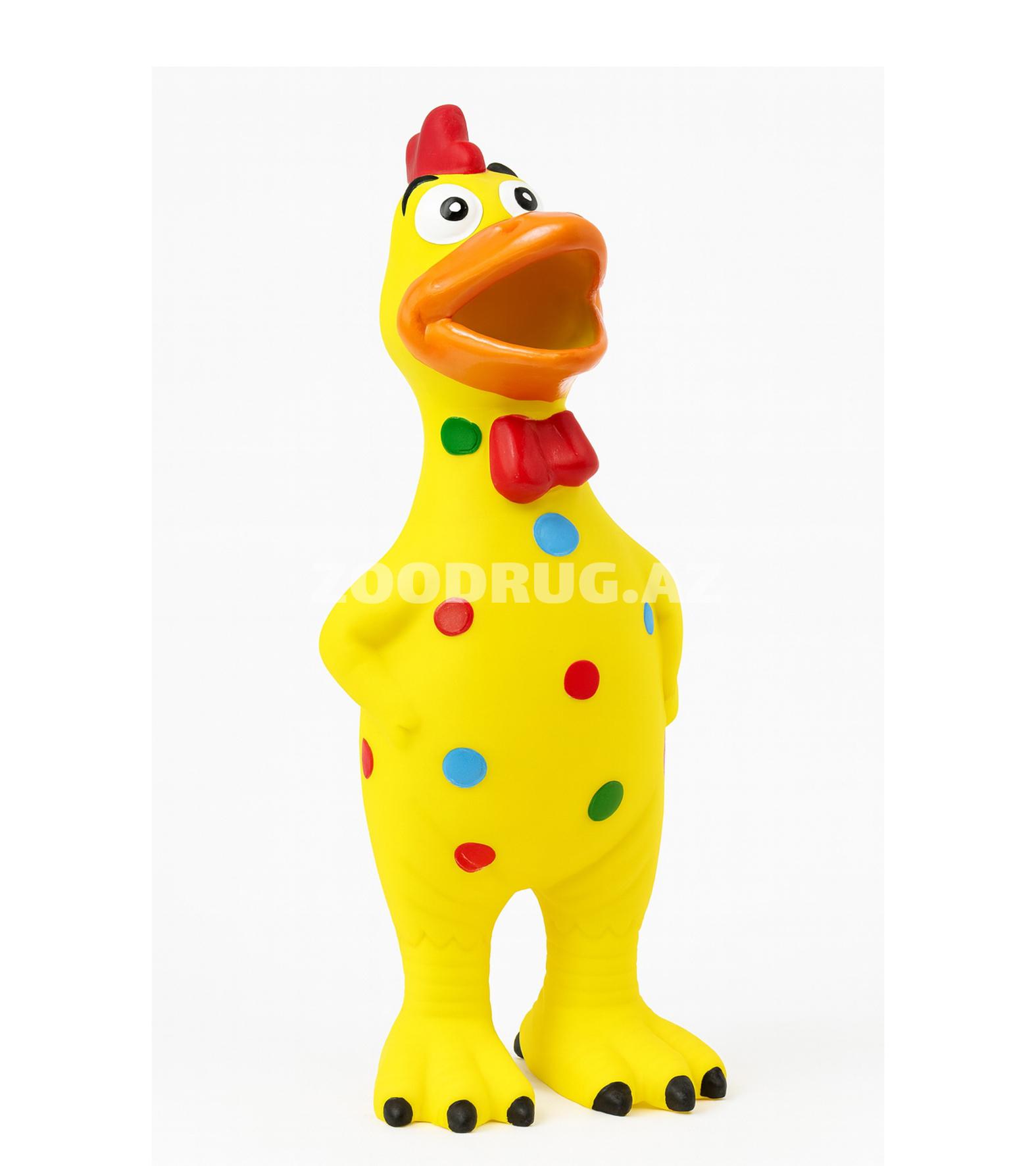Игрушка Nunbell #0088 Pet Latex Toys курица для собак. Цвет: жёлтый с разноцветными точками.