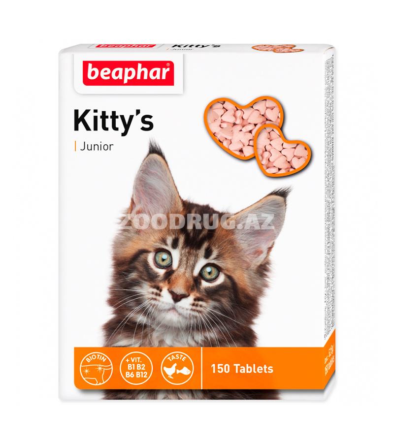 Çərəz BEAPHAR KITTY'S JUNIOR biotinlə pişik balaları üçün 150 ​​əd.