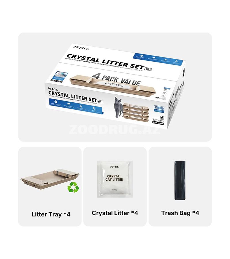 Автоматический туалет PETKIT Crystal Litter Set C01 разработанный для обеспечения максимально удобного, гигиеничного и безопасного ухода за кошачьим туалетом.