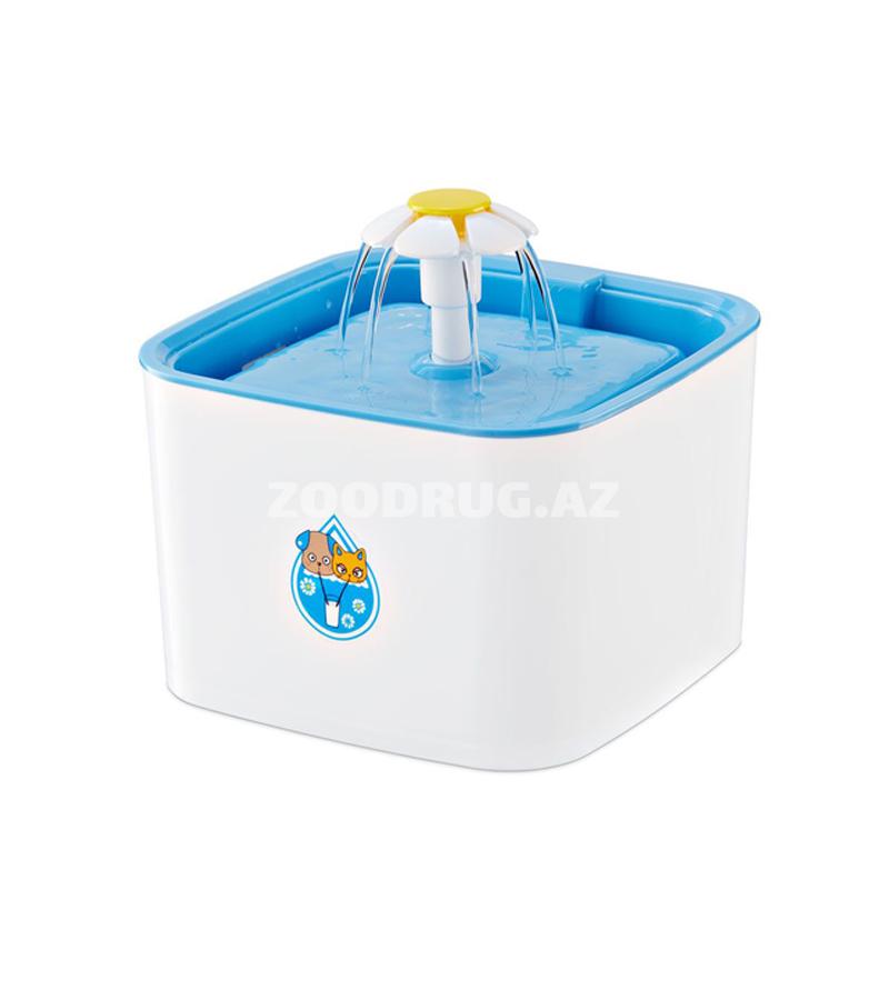 NunBell Pet Water Fountain NB0065 – heyvanlar üçün avtomatik içməli fontan. Rəng: ağ-göy. Forması: Kvadrat. Həcmi: 2.5 litr.