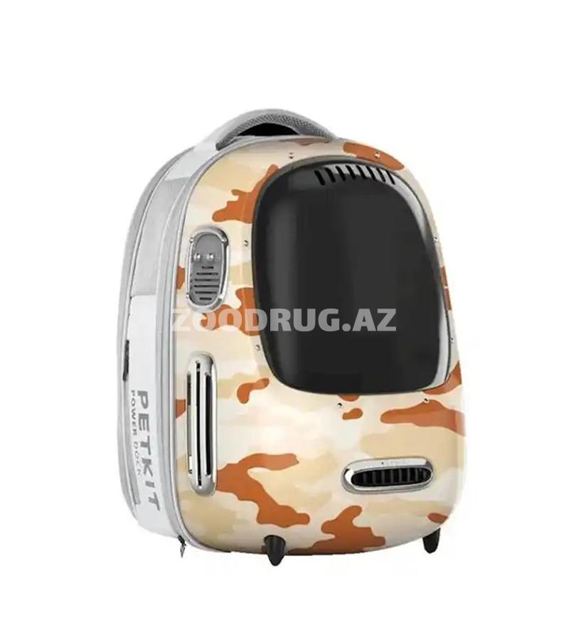 Рюкзак-переноска PETKIT Power Backpack в камуфляжном дизайне предназначен для комфортной и безопасной транспортировки кошек и небольших собак.