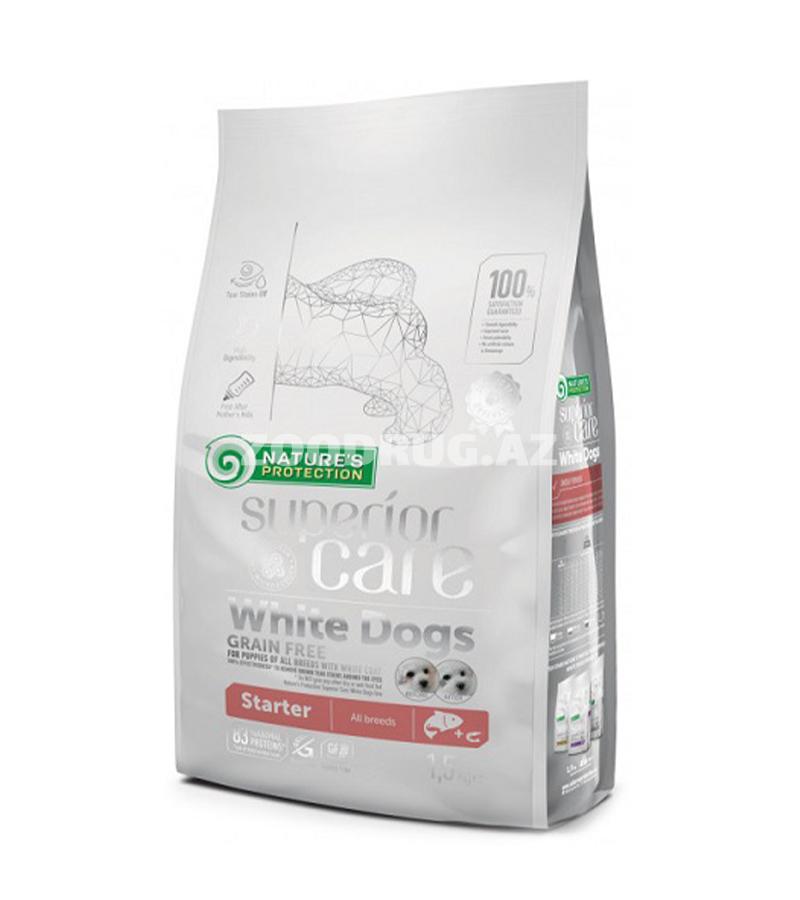 Сухой корм Nature’s Protection Superior Care White Dogs Starter Grain Free для щенков всех пород со вкусом лосося 1.5кг.