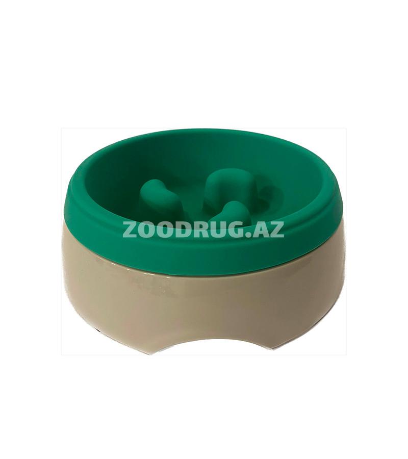 Kasa yemin yavaş yeyilməsi üçün Beeztees Mela Slow Feeder kiçik və orta cins itlər üçün. Rəng: Boz-yaşıl. Həcmi: 300 ml.