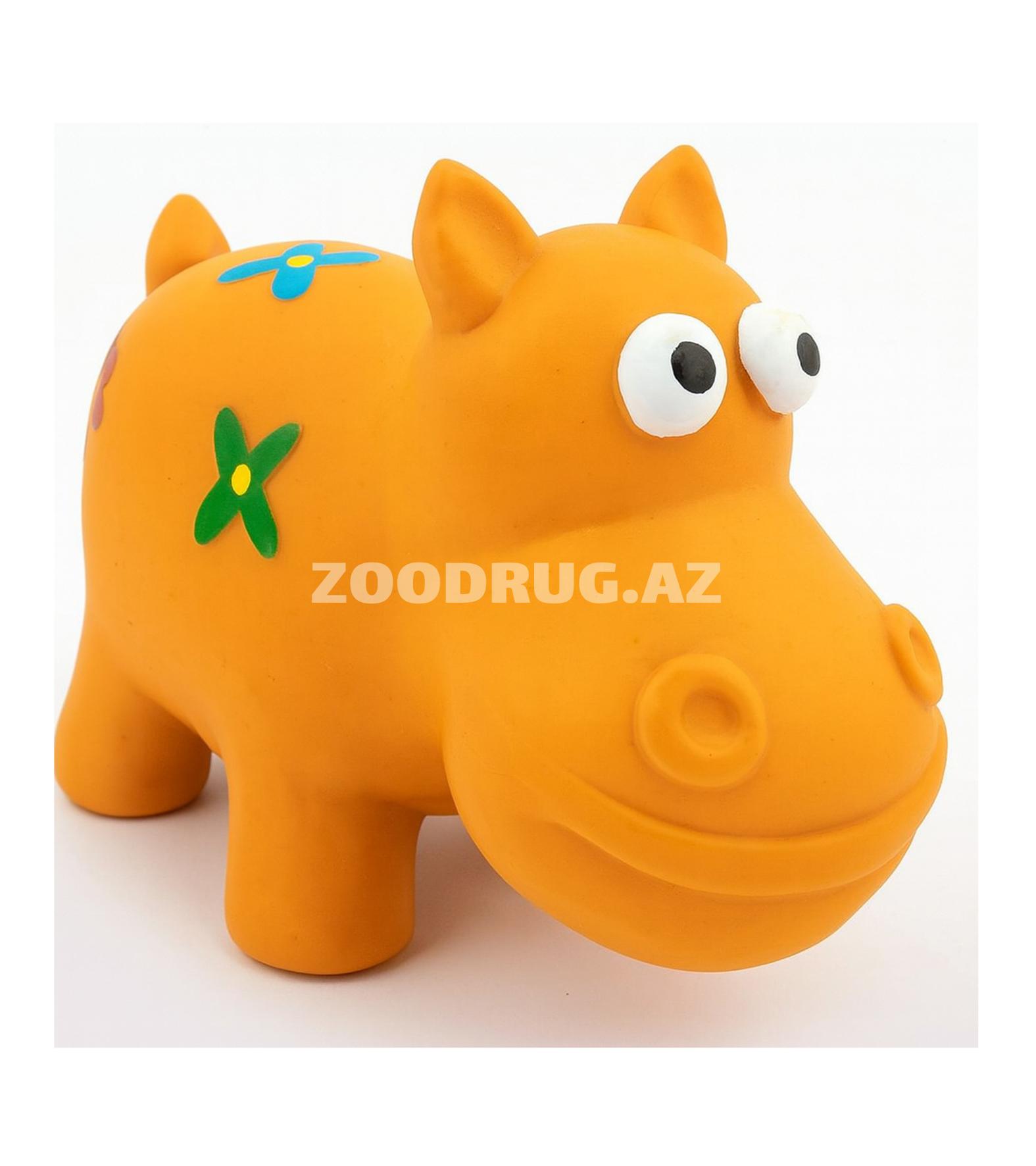Игрушка Nunbell #0087 Pet Latex Toys бегемот для собак. Цвет: оранжевый.