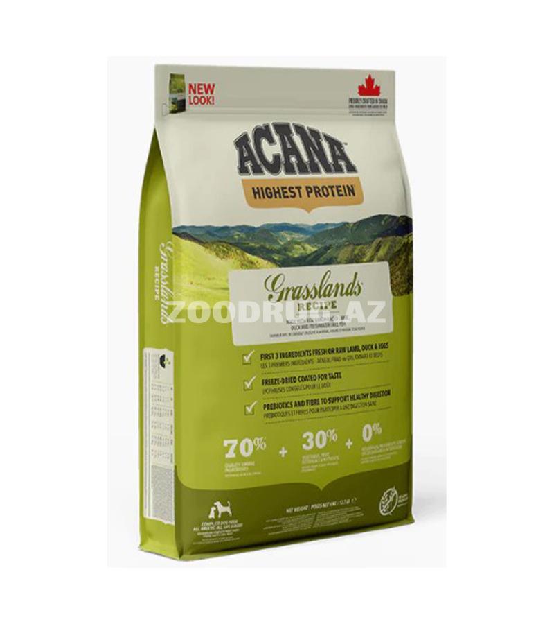 Сухой корм Acana Dog&Puppy Highest Protein Grasslands Holistic Hypoallergenic полнорационное питание со вкусом ягненком, утки, индейки и рыбы для собак и щенков #542207