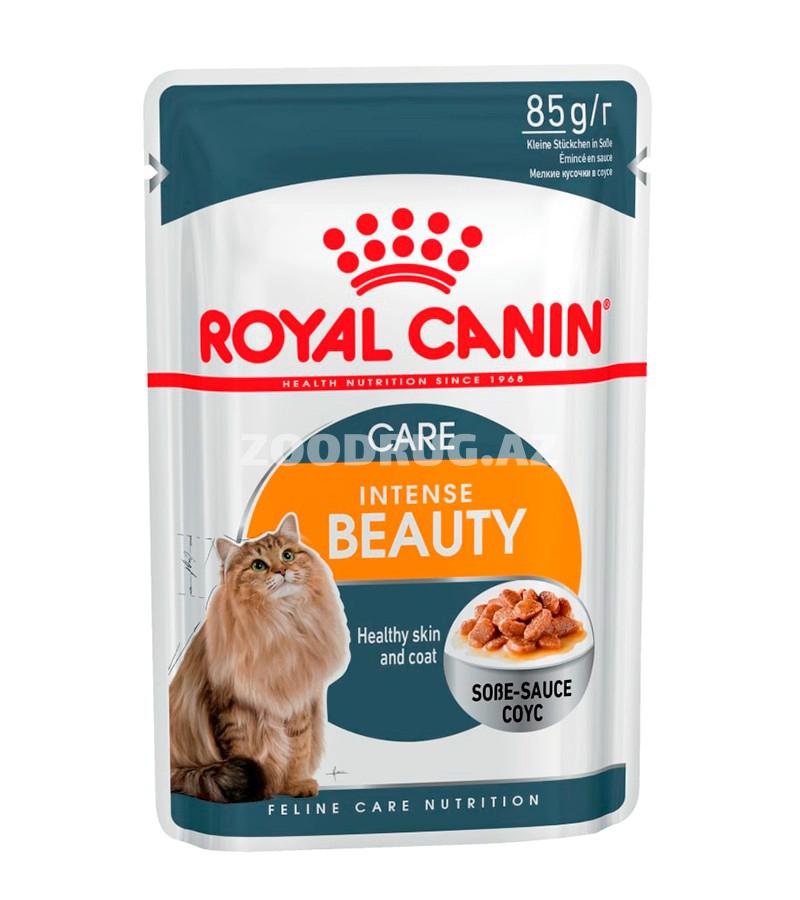 Nəm yem ROYAL CANIN INTENSE BEAUTY yetkin pişiklər üçün sousda toyuq dadi ilə 85 qr.