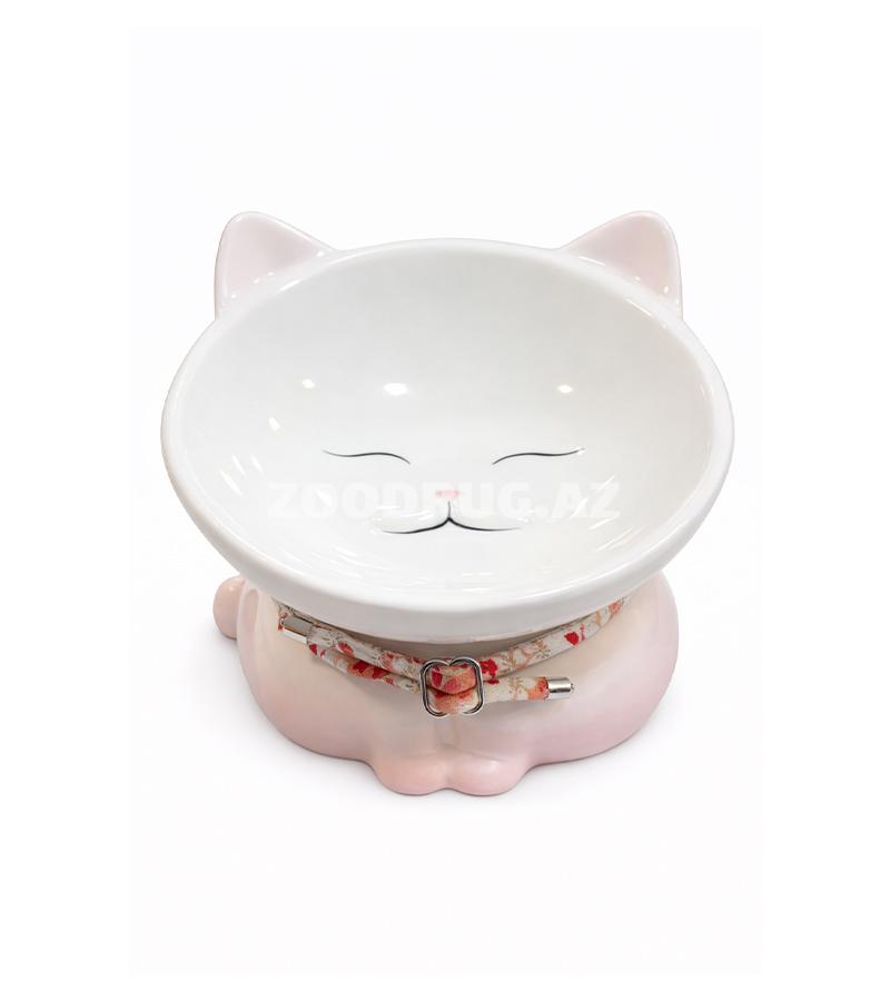 Керамическая миска Nunbell для кошек в форме мордочки котика #1438 16,5X11,5.