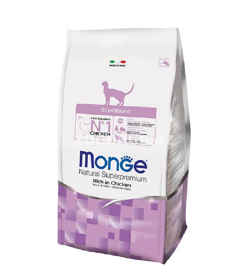 Monge Cat Sterilised Rich in Chicken – sterilizə edilmiş pişiklər üçün, toyuq dadlı quru yem, 400 q.