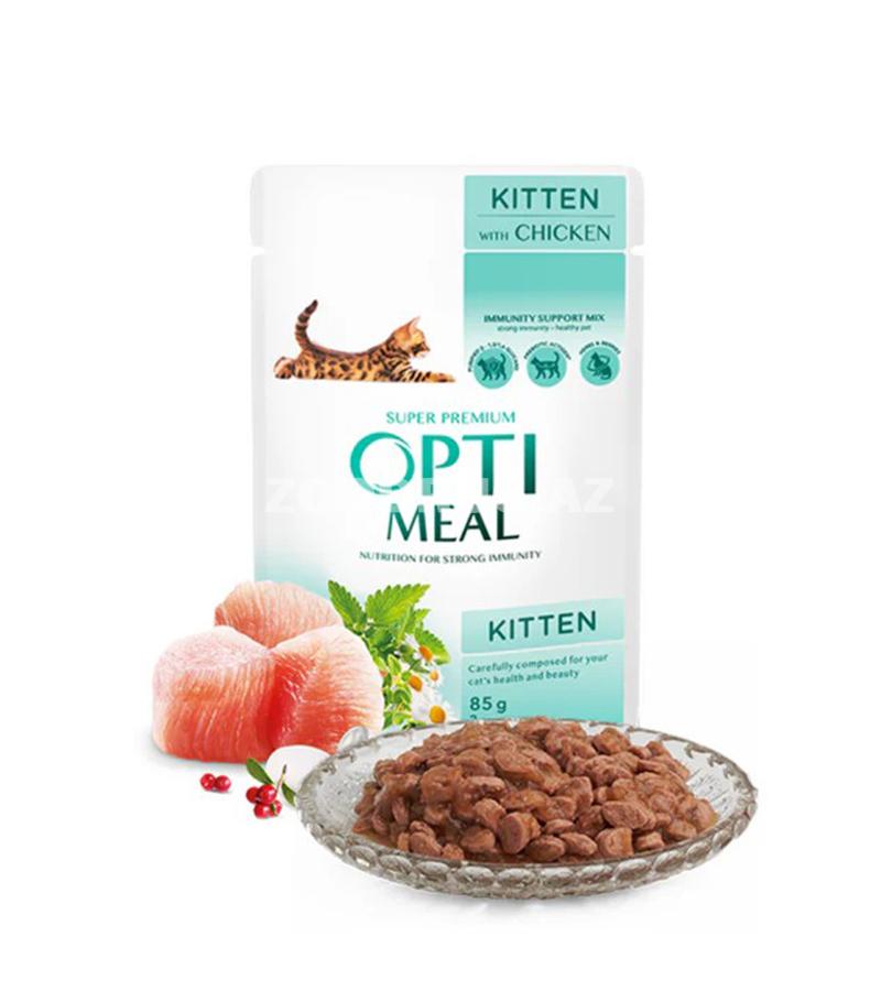 Влажный корм OptiMeal для котят с курицей 85гр