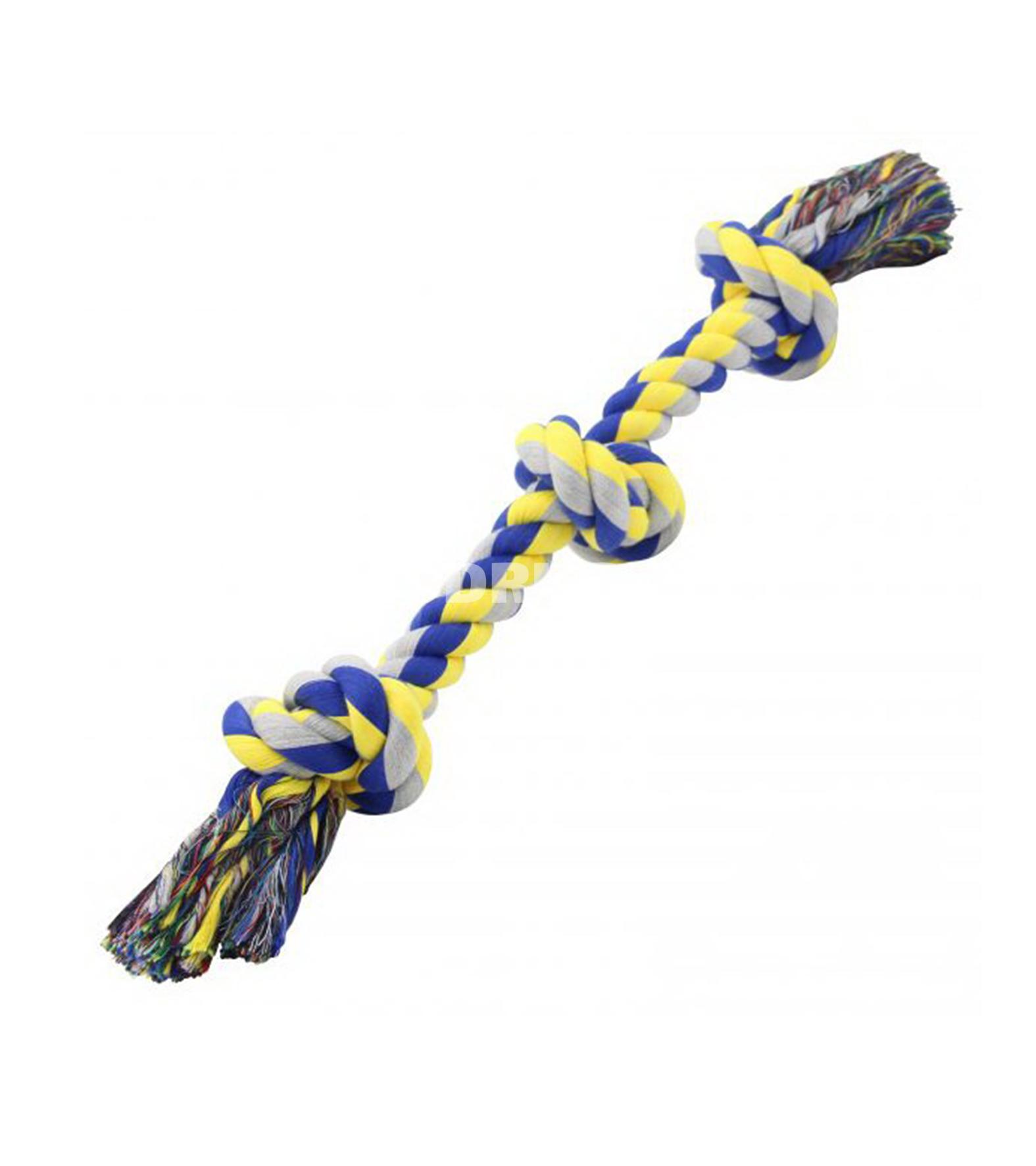 Nunbell üç düyünlü kəndir oyuncağı — itinlə aktiv oyunlar və məşqlər üçün möhkəm və maraqlı oyuncaqdır.