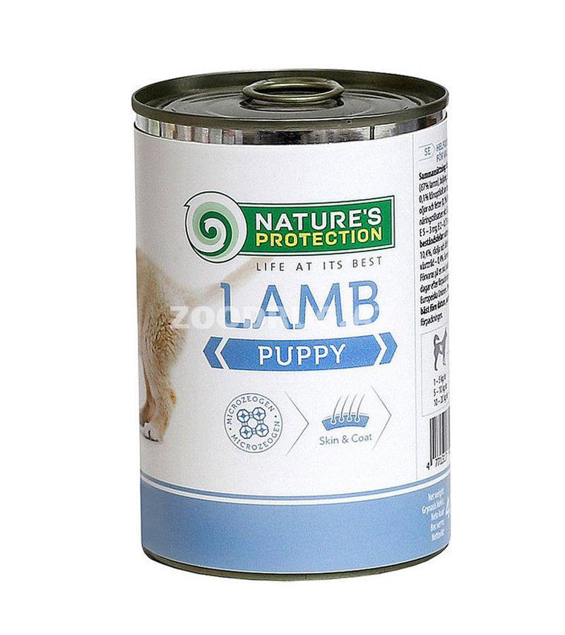 Nəm yem Nature's Protection Dog Puppy Lamb Nəm yem, quzu əti ilə nəmli bulyonda, həssas balalar üçün 400 qram.