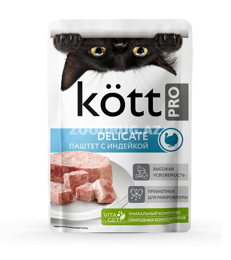 Kött Cat Delicate yaş yem, qida allergiyasına meylli pişiklər üçün hinduşka əti paşeti, 75 qr.