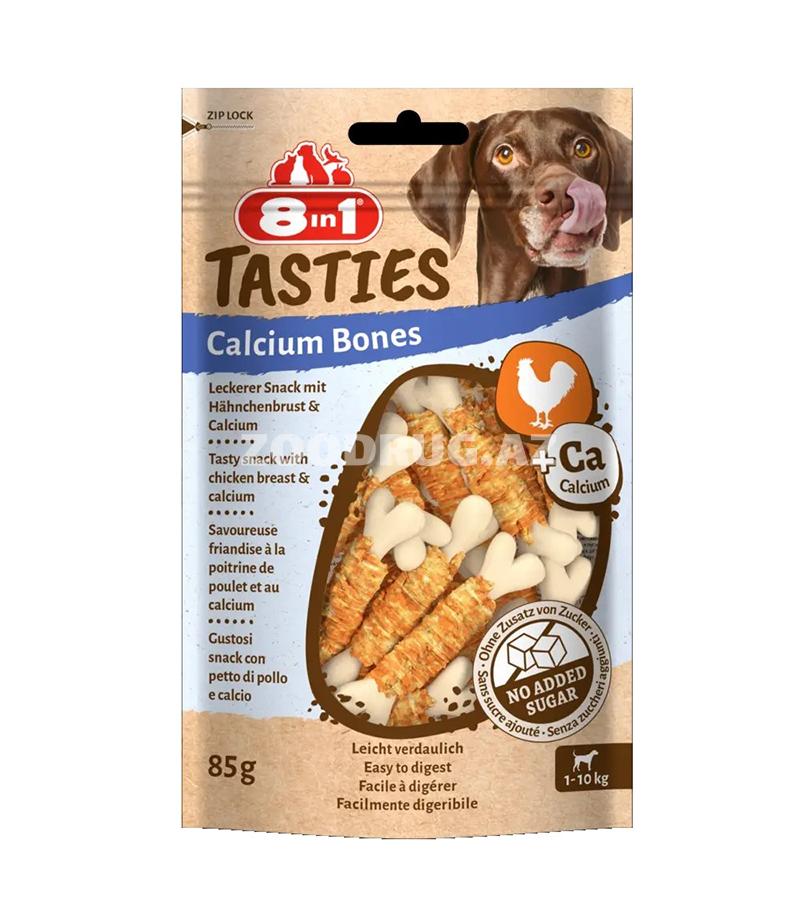 Лакомство 8in1 Tasties Calcium Bones с курицей и кальцием для собак - вкусное и полезное угощение для ежедневного поощрения 85г #152781.
