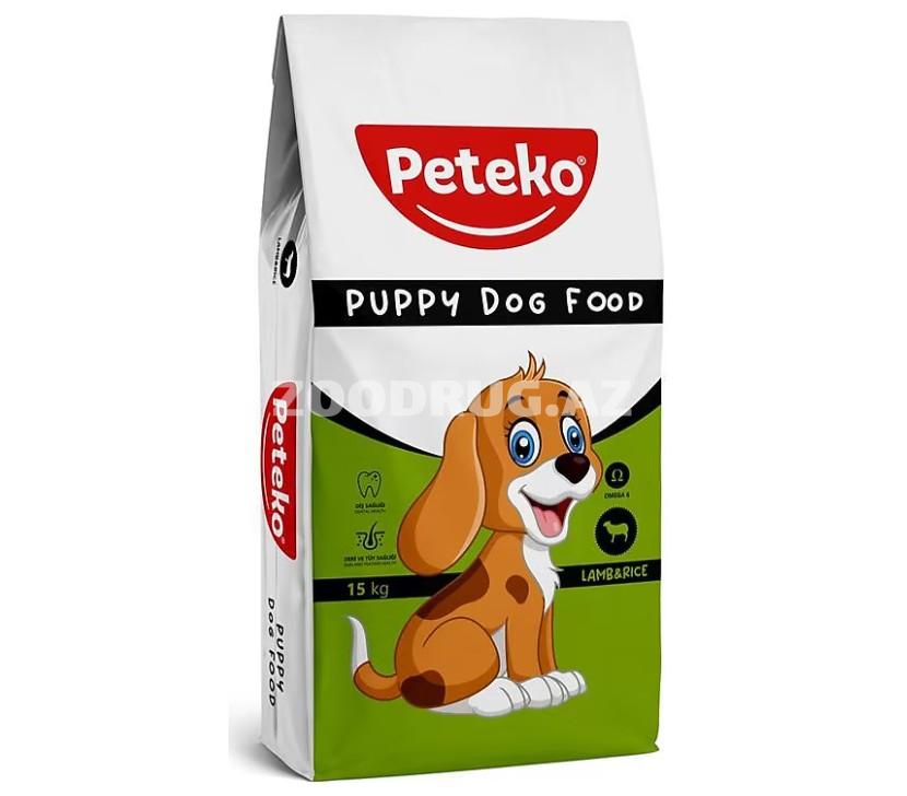Quru yem Peteko Puppy Dog Lamb&Rice bütün cinslərdən olan balalar üçün quzu əti dadlı 15 kq
