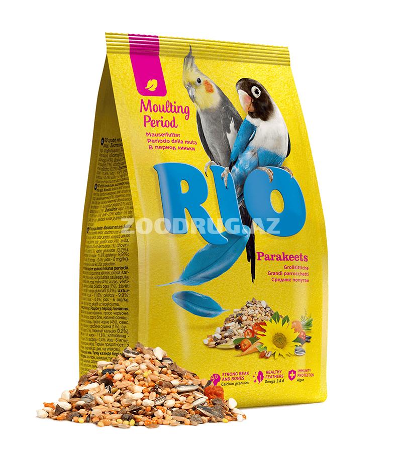 Корм Rio полноценный корм для средних попугаев в период линьки 500гр