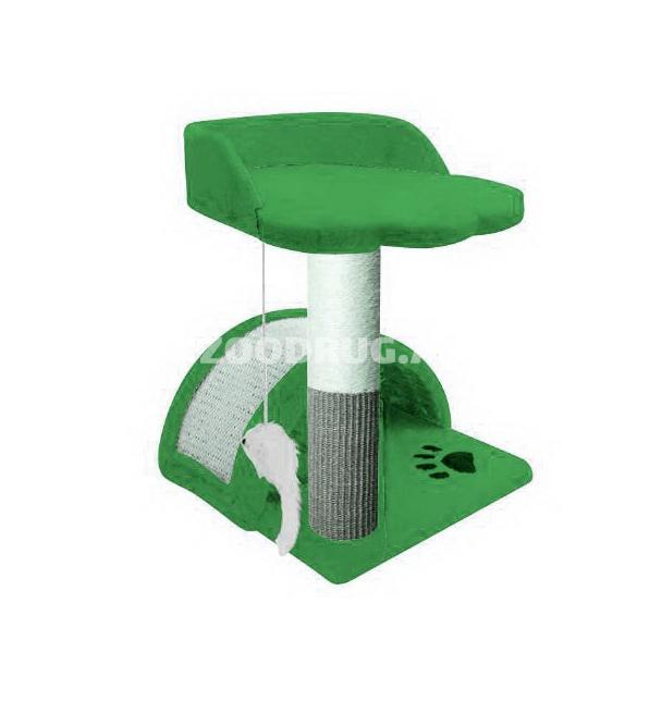 Nunbell #259 iki mərtəbəli dirək pişikləri üçün oyun kompleksi. Rəng: Yaşıl. Hündürlük: 44 sm.