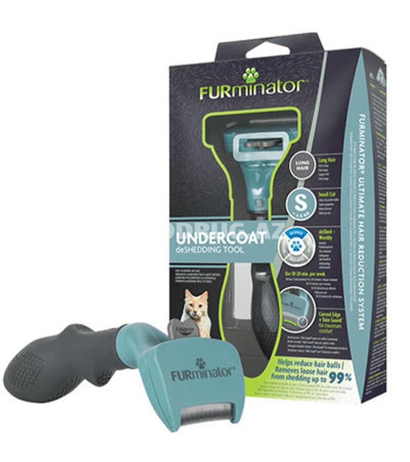 Furminator Peşəkar Aləti-uzun tüklü pişiklər üçün alt tüklərin çıxarılması üçün peşəkar fırça (S ölçü).