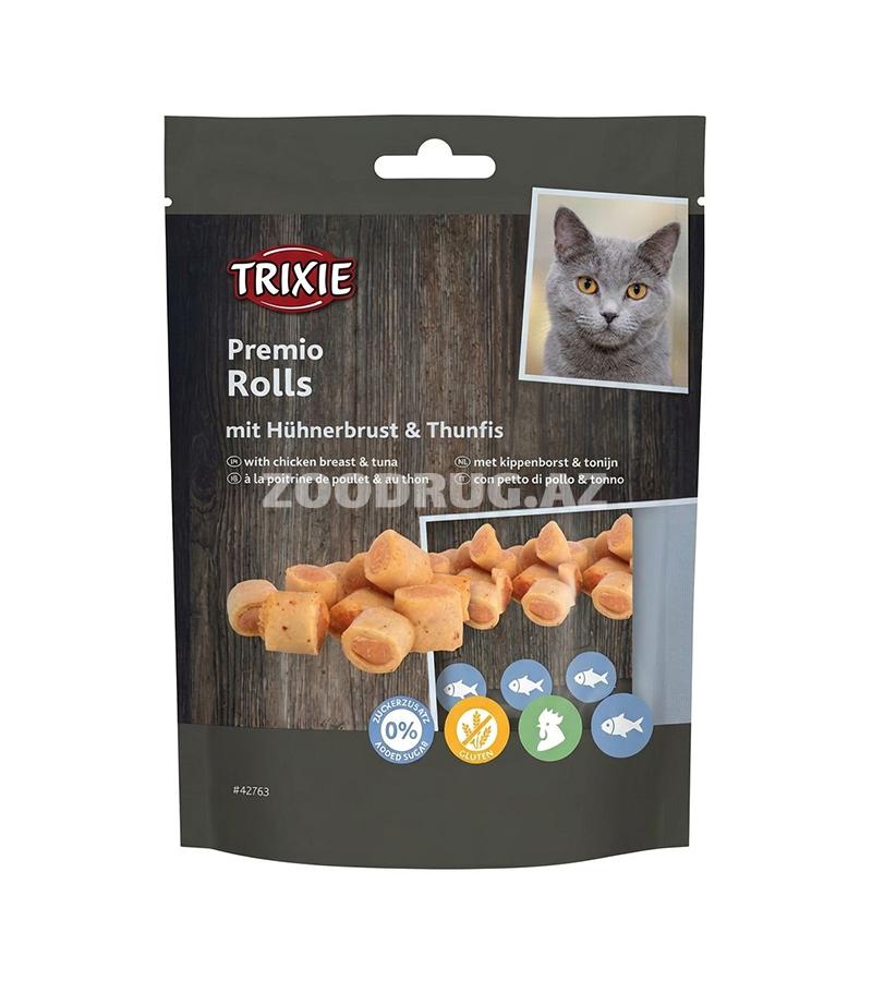 Лакомство Trixie Premio Rolls - аппетитные роллы с куриной грудкой и тунцом для кошек, которые сочетают нежную текстуру и насыщенный вкус 50gr #42763.