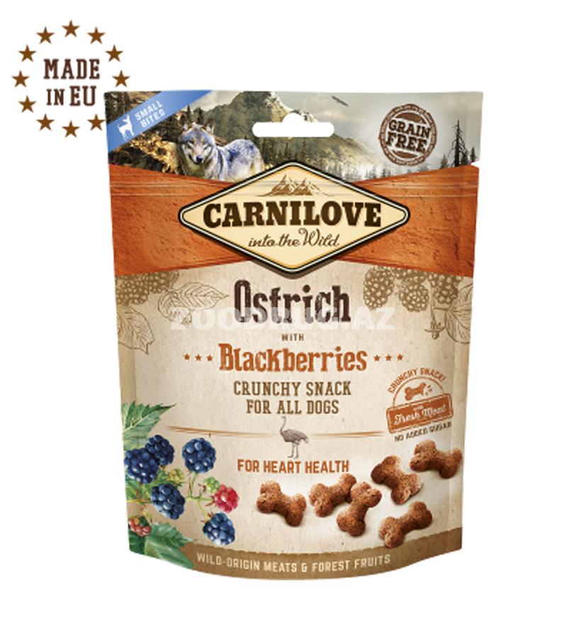 Carnilove Dog Crunchy Ostrich with Blackberries Dadlı dəvəquşulu təam, bütün cins itlər üçün 200 q.