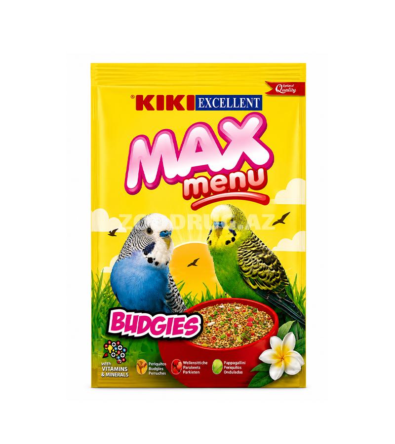 Полнорационный корм KIKI Excellent Max Menu Budgies - для волнистых попугаев, разработанный с учетом их ежедневных потребностей в питательных веществах, витаминах и минералах 1 кг #30518.