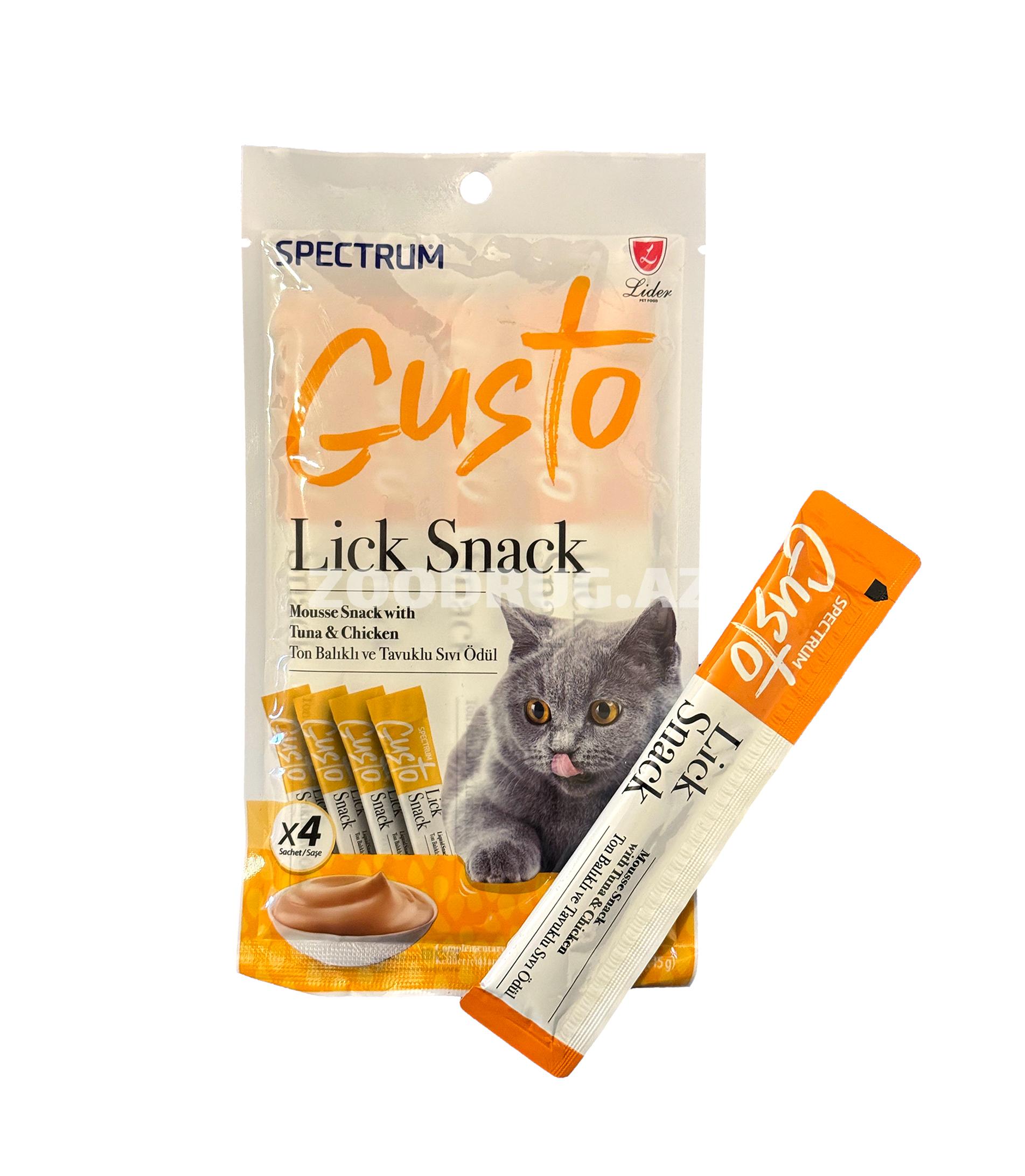 Лакомство для кошек Spectrum GUSTO Lick Snack with Tuna & Chicken с тунцом и курицей 4×15 г