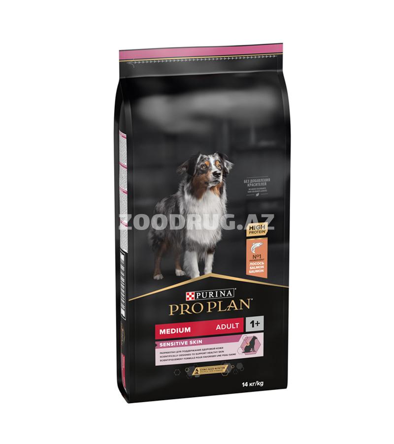 Сухой корм Purina Proplan Medium Adult Sensitive Skin Salmon для взрослых собак средних пород с чувствительной кожей и пищеварением со вкусом лосося.