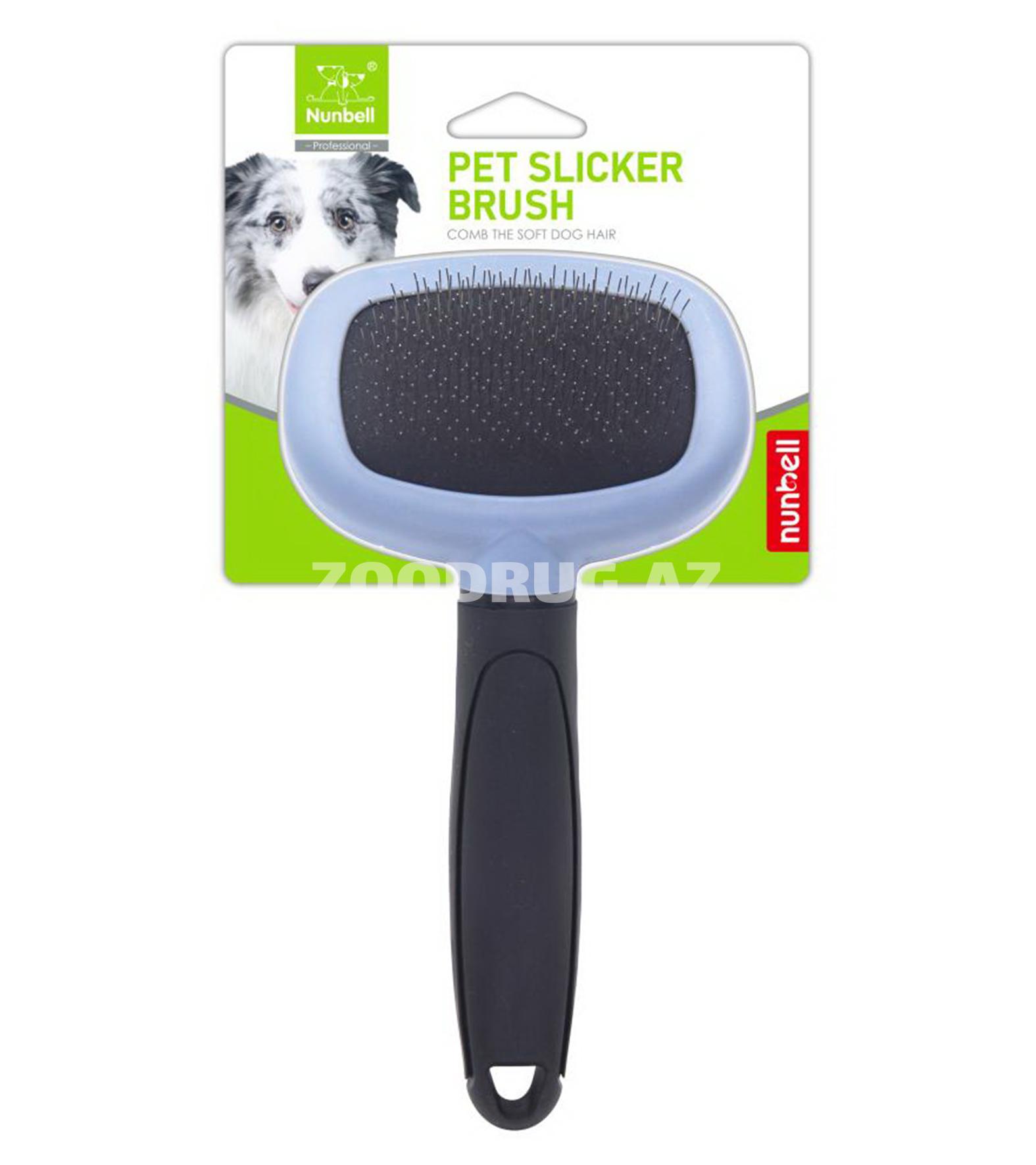 Nunbell 0031 Pet Slicker Brush — it və pişiklərin tüklərinə qulluq üçün hazırlanmış rahat və effektiv fırçadır.