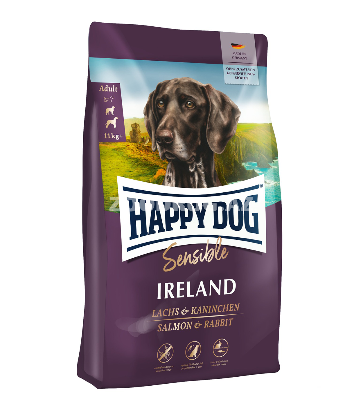 Quru yem Happy Dog Sensible Ireland böyüklər üçün orta və iri cins itlərə (somon və dovşan)