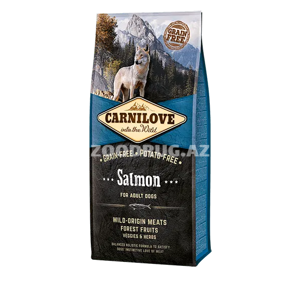 Сухой корм Carnilove Dog Adult Salmon полнорационный беззерновой корм с лососем для взрослых собак.