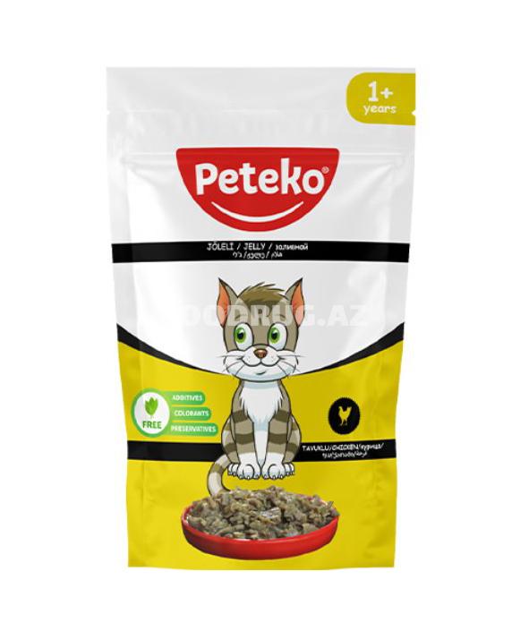 Влажный корм Peteko для взрослых кошек с курицей в желе 85 гр.