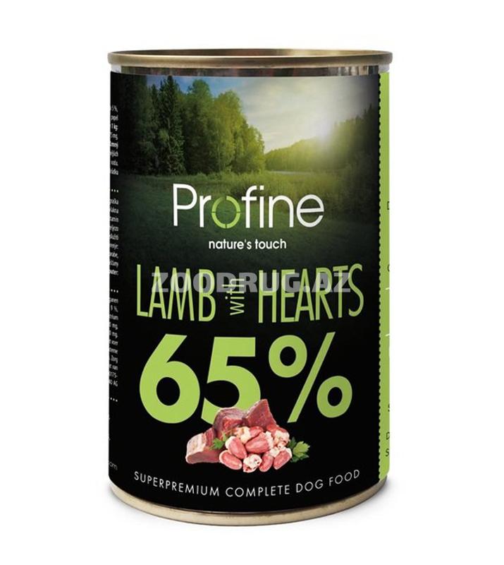 Yaş yem Profine 65% Lamb with Hearts - quzu əti və ürəklər sousunda böyüklər üçün itlər üçün super premium yaş yem 400 qr.