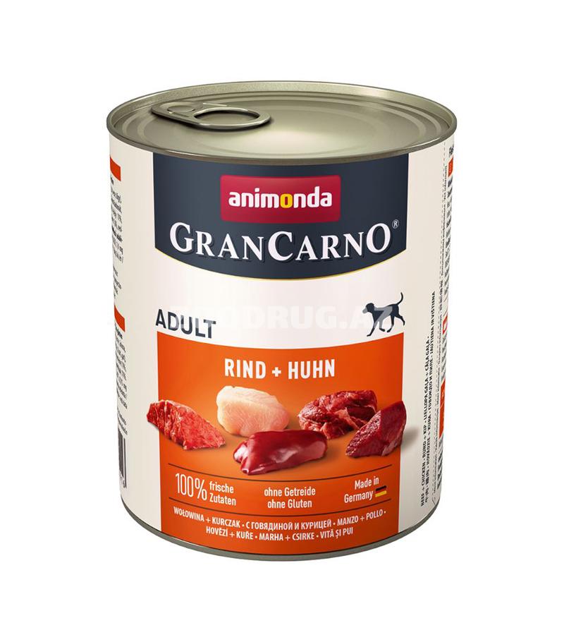 Влажный корм ANIMONDA GRAN CARNO ORIGINAL ADULT RIND + HUHN для взрослых собак с говядиной и курицей 800 гр.