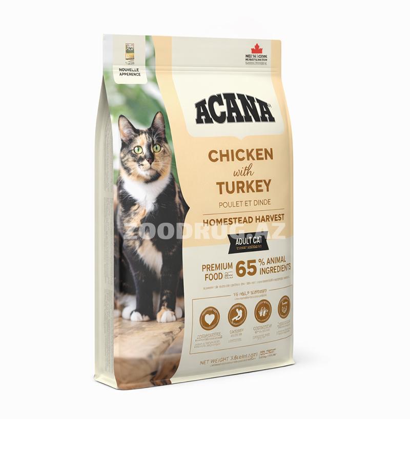 Сухой корм Acana Cat Chicken&Turkey Holistic Hypoallergenic полнорационное питание со вкусом курицы и индейки для взрослых кошек #714369