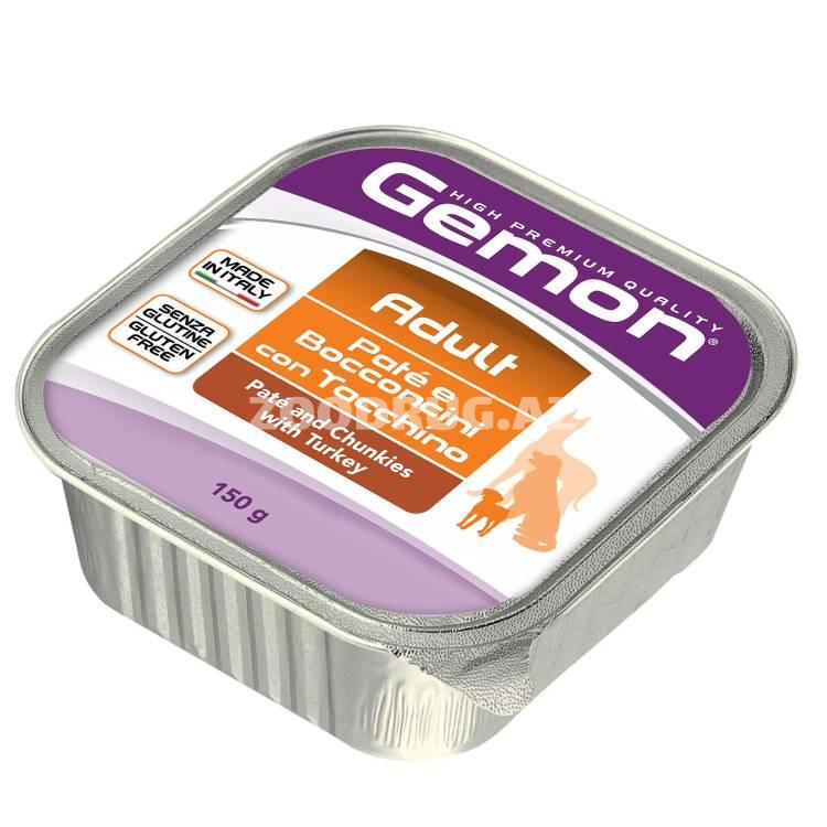 Nəm yem GEMON DOG ADULT bütün cinslərdən olan böyüklər üçün hinduşka dilimləri ilə ət sousu 150 qr