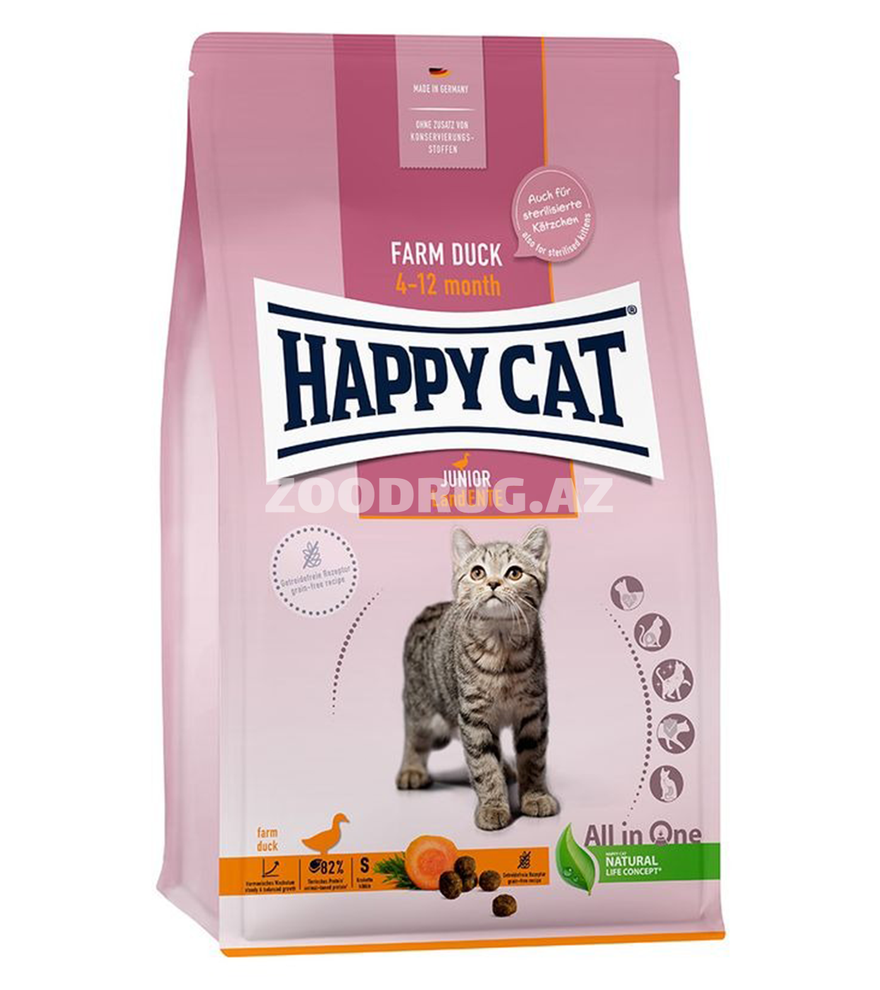 Happy Cat Junior Farm Duck – 4 aydan 12 aya qədər balaca pişiklər üçün ördək ətli quru yem