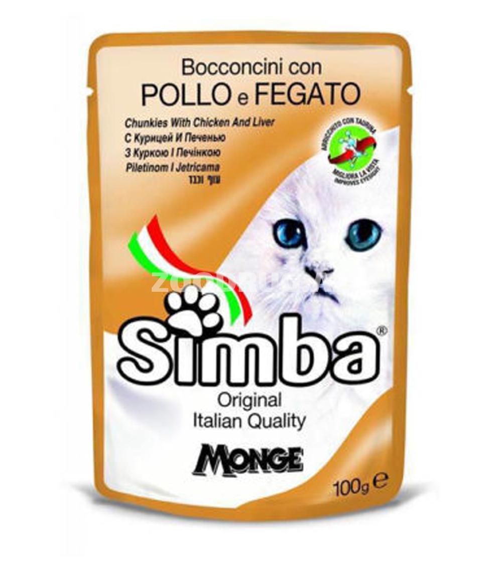 Влажный корм SIMBA CAT Pouches with Chicken and Liver для взрослых кошек со вкусом курицей и печенью 100 г