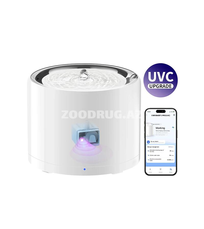 PETKIT Eversweet 3 Pro UVC- təkmilləşdirilmiş ağıllı su fontanı pişiklər və itlər üçün