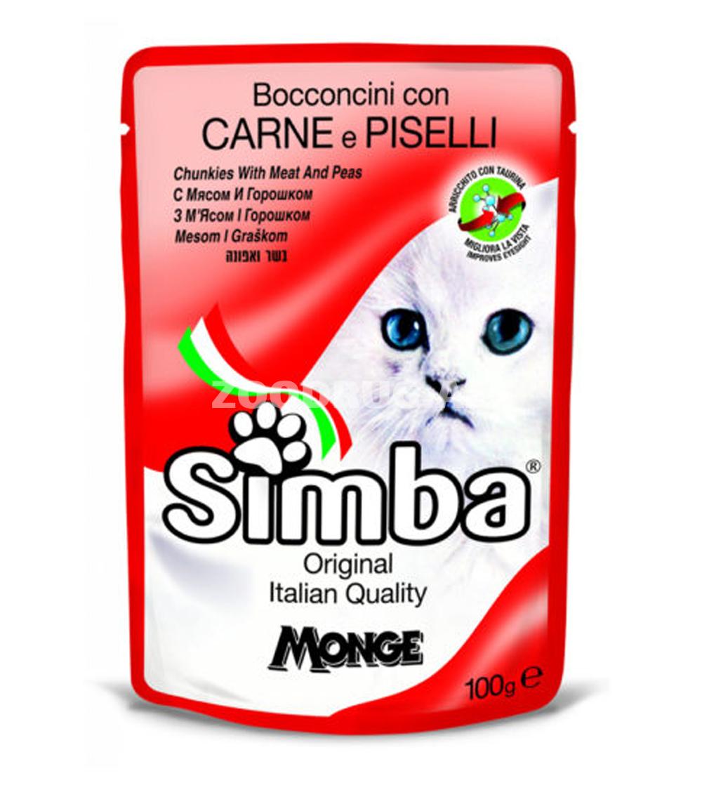 Влажный корм SIMBA CAT Pouches with Beef and Peas для взрослых кошек со вкусом говядины и гороха 100 г