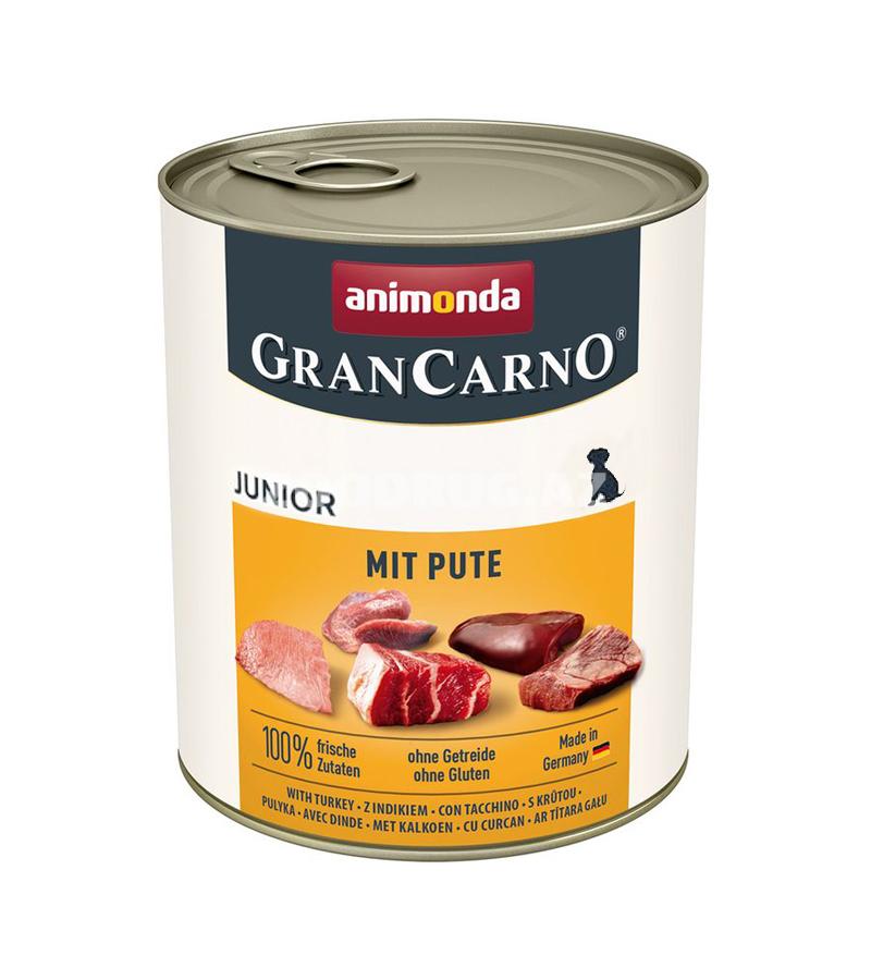 Yaş yem ANIMONDA GRAN CARNO JUNIOR MIT PUTE - hinduşka ətli balalar üçün 800 qr.