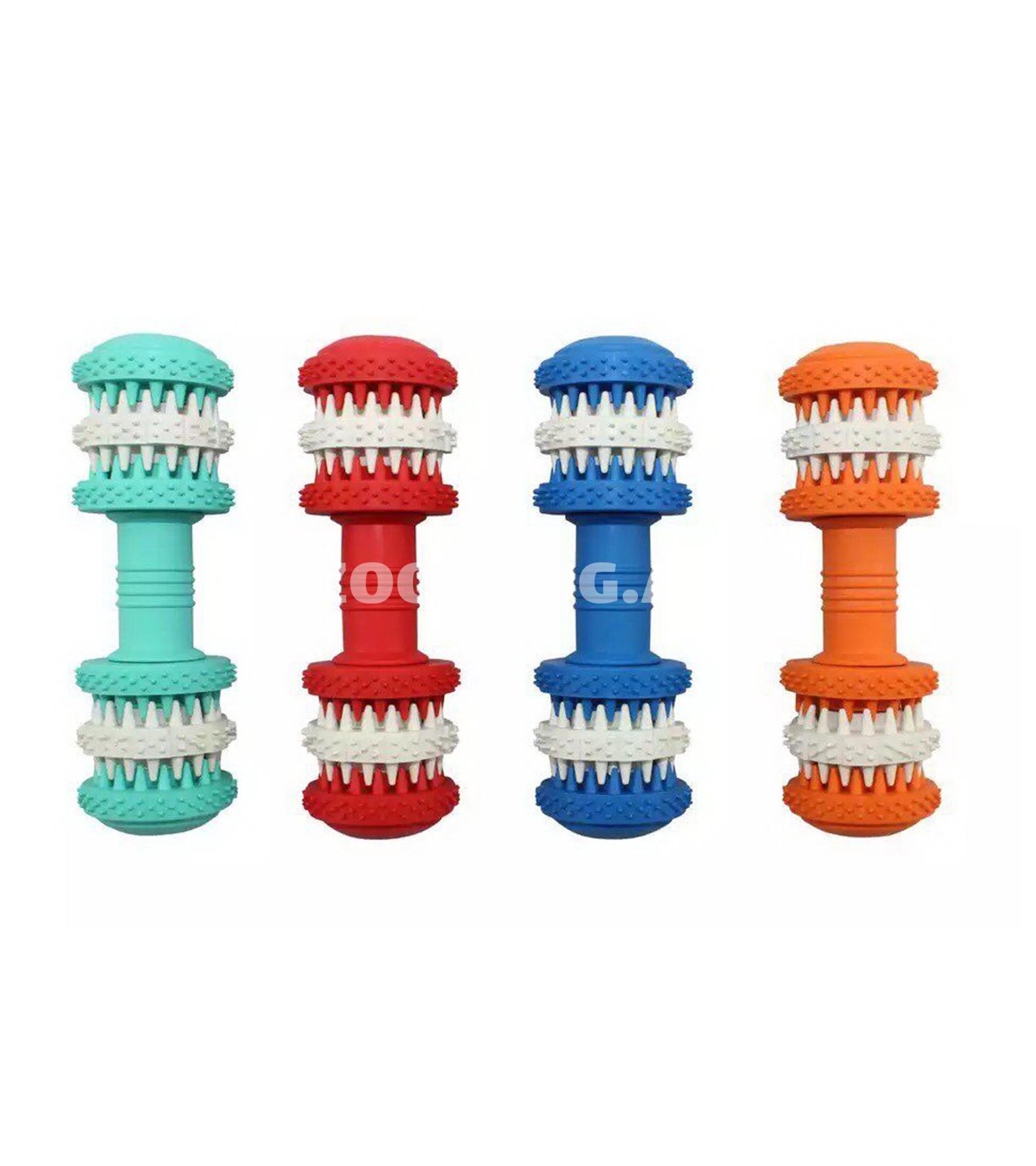 Nunbell #0099 Pet Rubber Toys – iki toplu, ləzzət üçün bölmələri olan hantel formalı it oyuncağı
