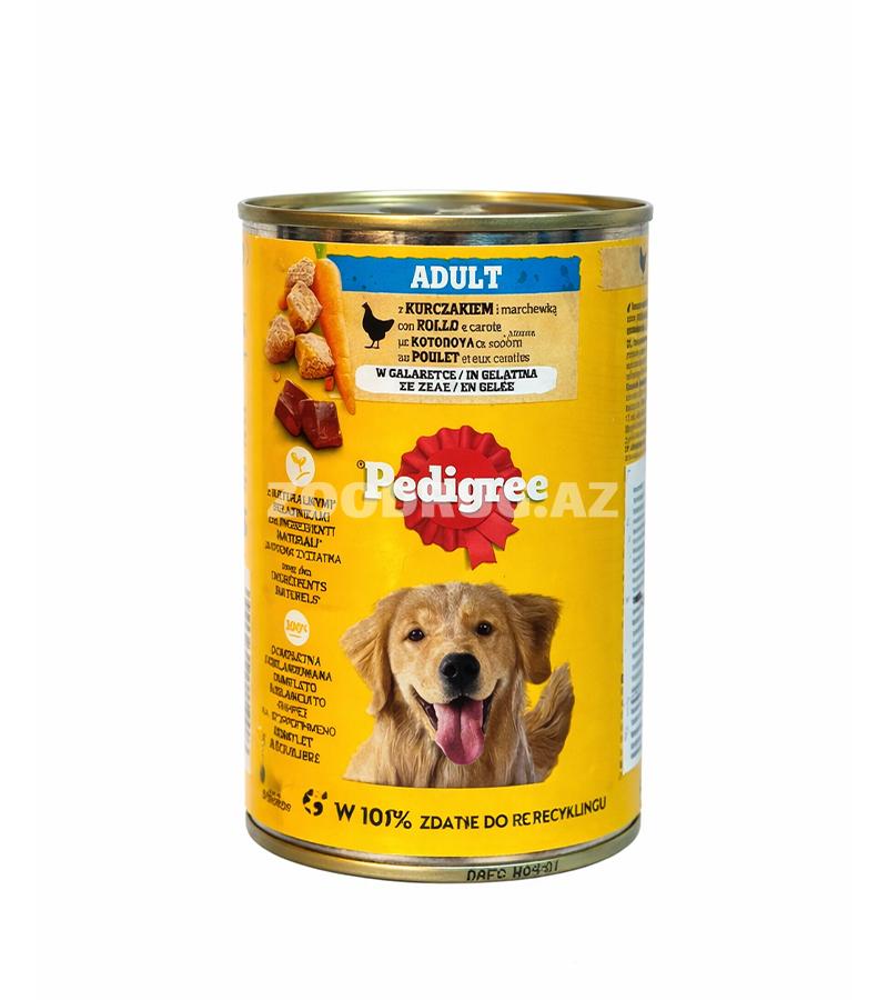 Влажный корм Pedigree Adult chicken для взрослых собак со вкусом курицы и морковки в желе 400г #5908.
