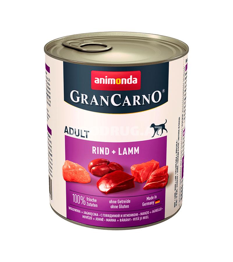 Nəm yem Animonda Gran Carno Original yetkin itlər üçün mal və quzu əti ilə 800 qr.