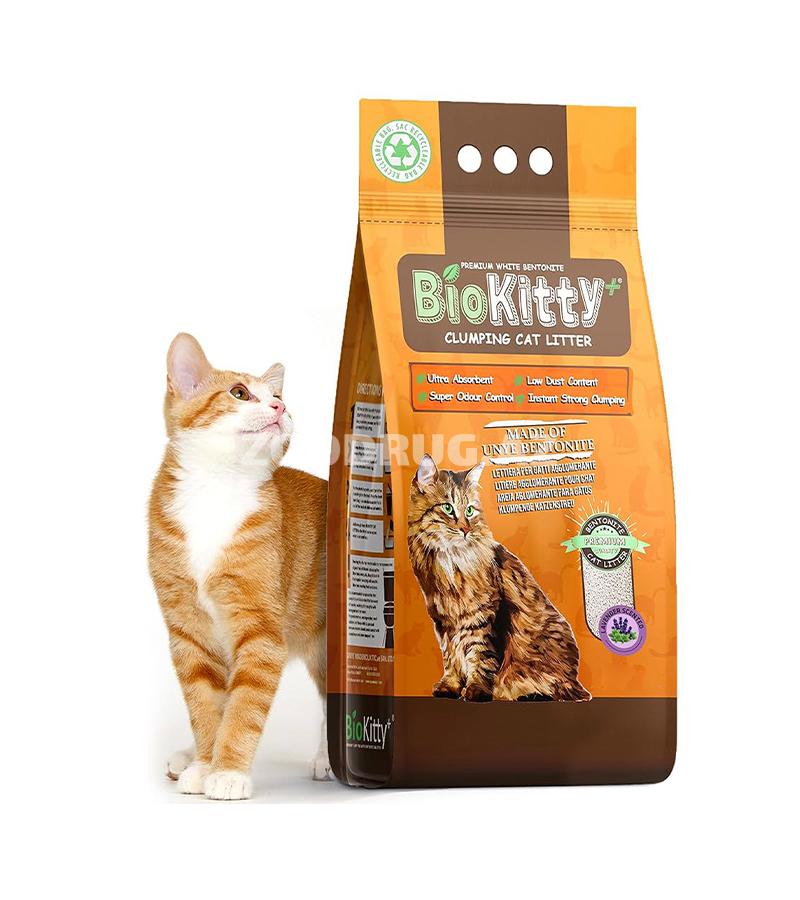 Наполнитель для кошачьего туалета BioKitty+ (комкующийся, бентонитовый)с ароматом лаванды 5л #080246
