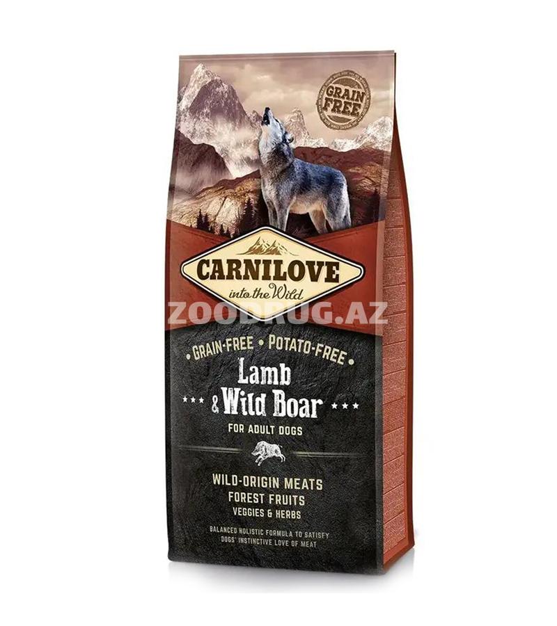 Сухой корм Carnilove Dog Adult Lamb & Wild Boar  полнорационный беззерновой корм с ягненком и диким кабаном для взрослых собак.