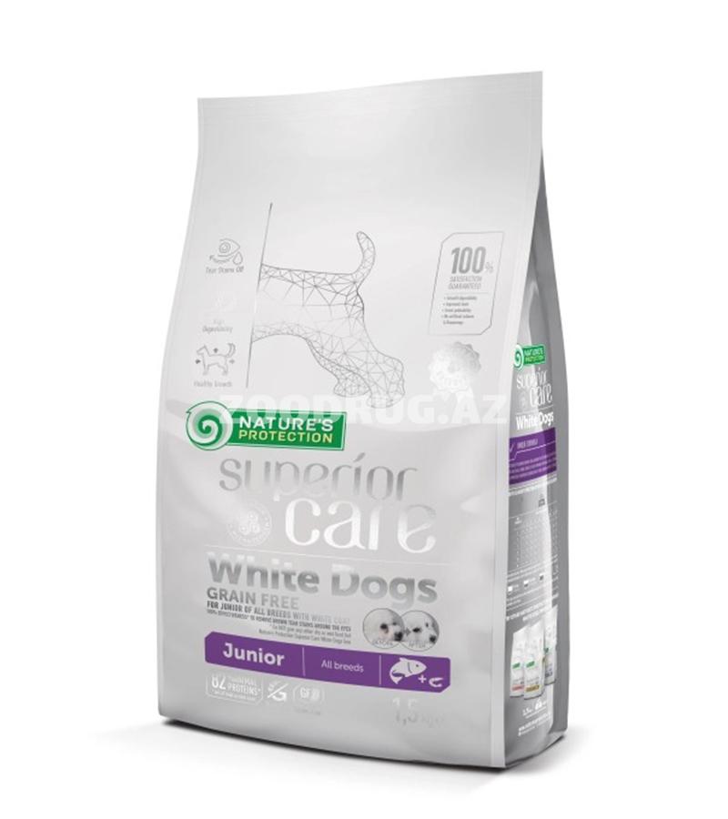 Nature’s Protection Superior Care White Dogs Junior Grain Free — bütün cinslərdən olan balaca itlər (küçüklər) üçün nəzərdə tutulmuş, dənəsiz quru yemdir.