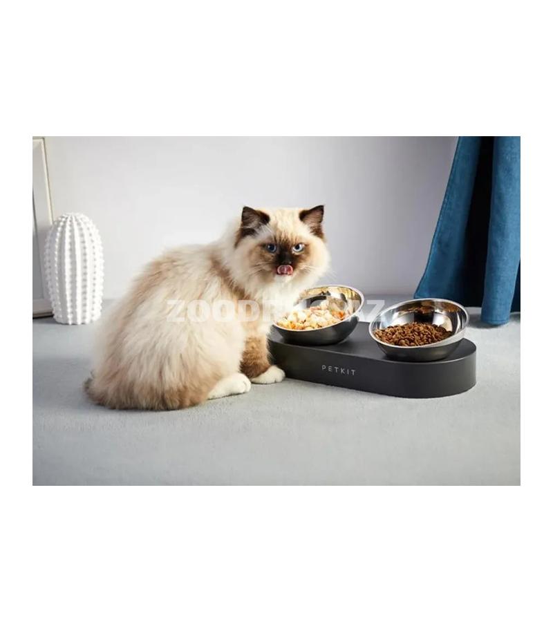 Эргономичная двойная миска PETKIT Double Elevated Bowl Set для кошек и собак разработанная с учетом анатомии питомцев и принципов комфортного кормления.